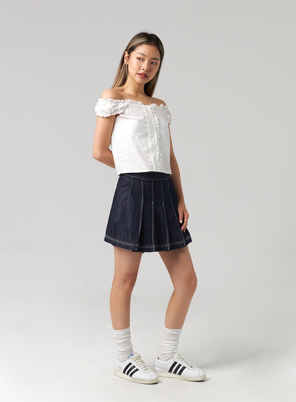 Wrapped Pleated Mini Skirt CL306
