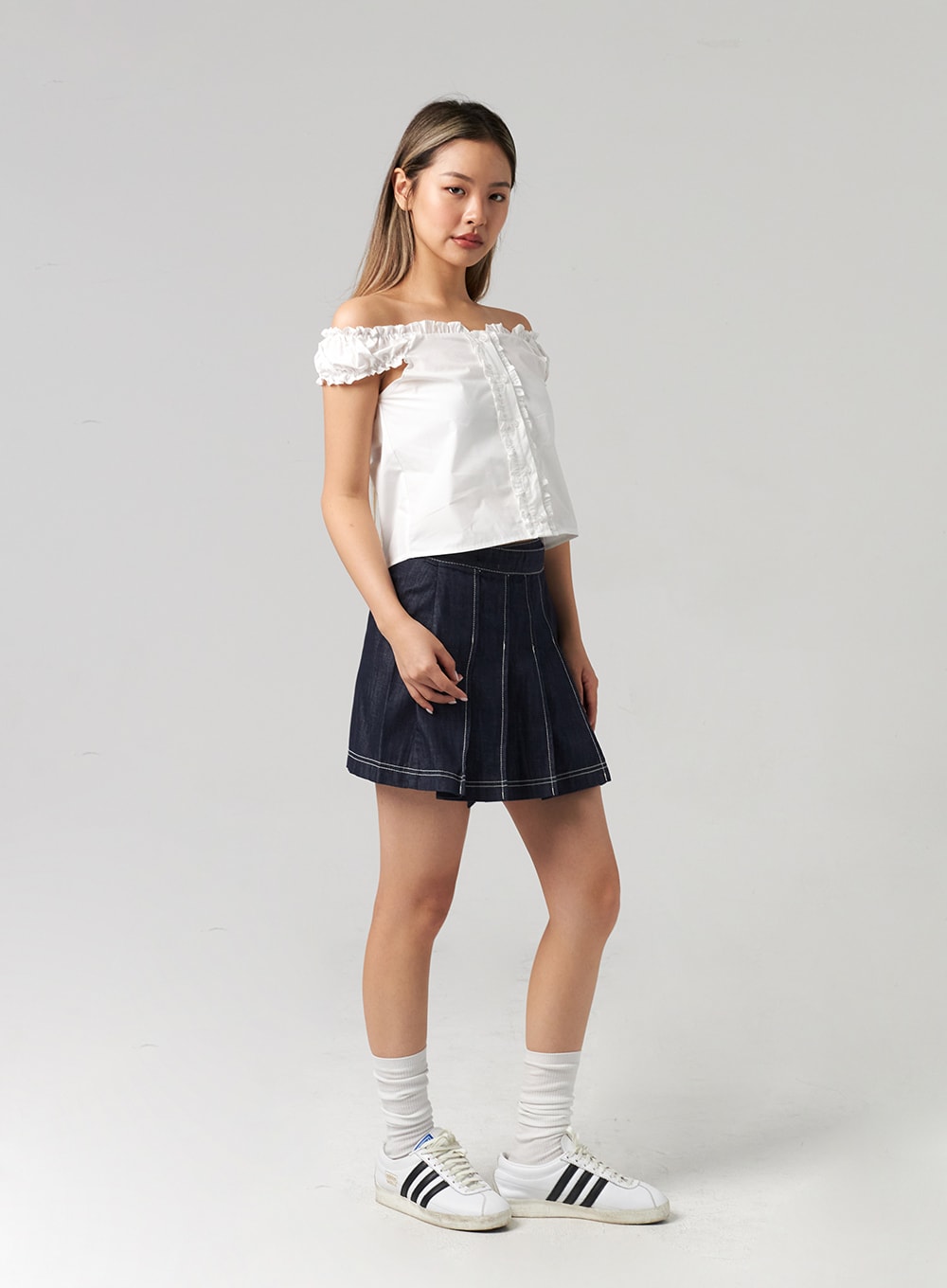 Wrapped Pleated Mini Skirt CL306